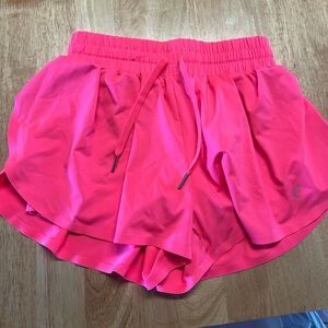 ZYIA Neon Pink Layered Athletic Shorts with Drawstring